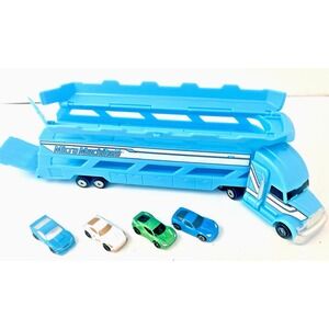 Micro Machines Super Hauler Truck w Cars Blue Hasbro Lot Playset